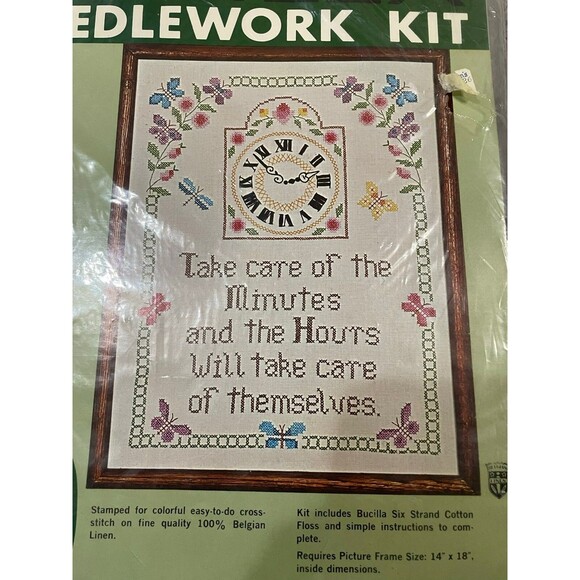 Bucillas Needlework Kit 16" x 20" No. 8753 Minutes and Hours Large Size Sampler - Picture 2 of 7